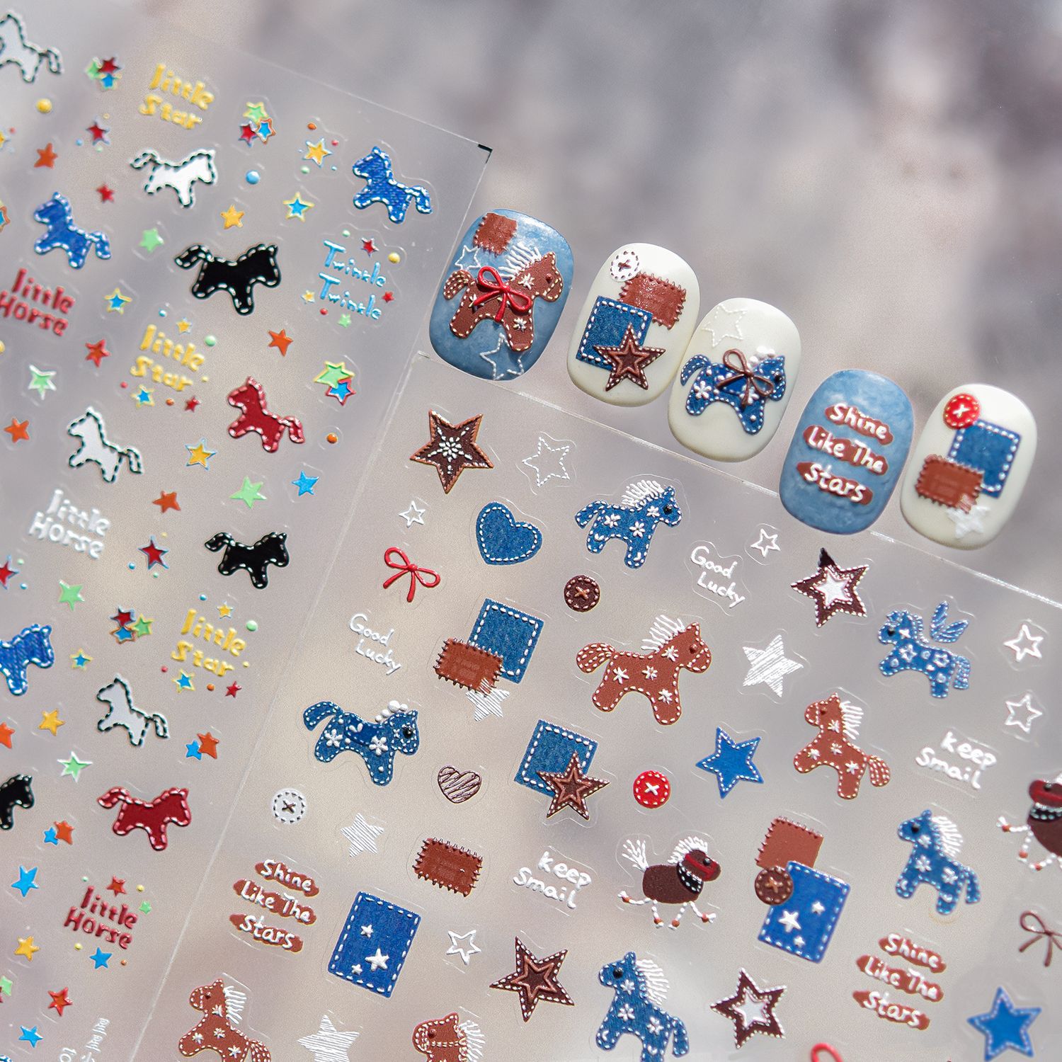 Retro Denim Pony Horse Patchwo - огляд і ціна Nail Art Denim