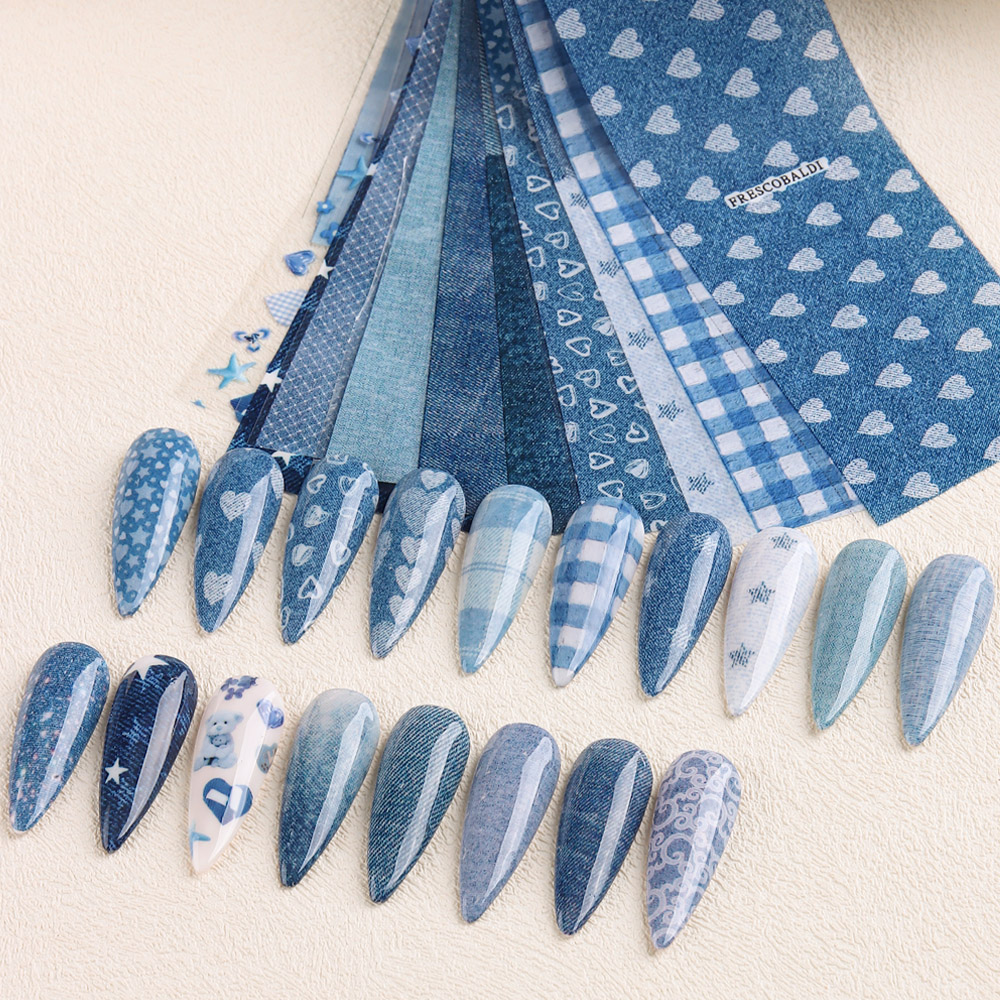Ins patchwork Style Denim Nail - огляд і ціна Nail Art Denim