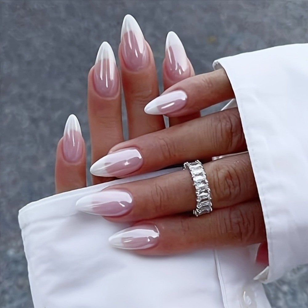 24PCS Milky White Press on Nai - огляд і ціна Nail Art Ombre